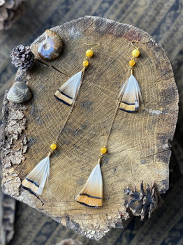 KOLCZYKI Z PIÓRAMI ∻ ZŁOTKA ∻