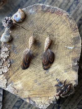 ∻ KOLCZYKI Z MŁODYCH SZYSZEK Z CIEMNYMI PIÓRAMI ➊  ∻